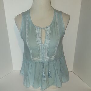 Lucky Brand Size Small  Light Blue Sleeveless Women's Peasants Top